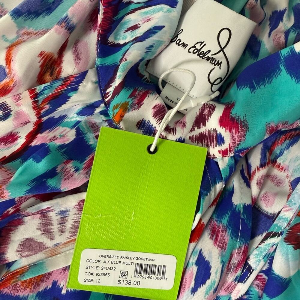 Sam Edelman Women's Oversized Paisley Print Halter Dress Blue Multi Sz 12 NWT - Picture 8 of 10